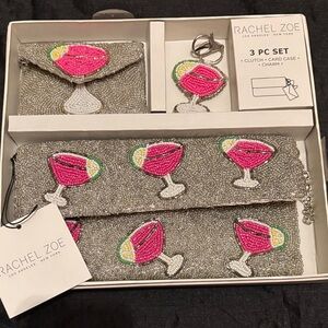 Rachel Zoe Silver and Pink Beaded Accessory Set